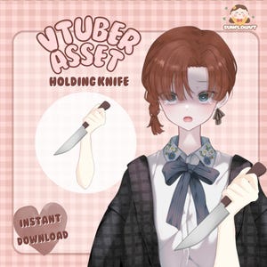 Vtuber Holding Knife Hand Asset for VTube Studio, Halloween Horror Streamer Prop, Twitch Redeem Weapon Accessory