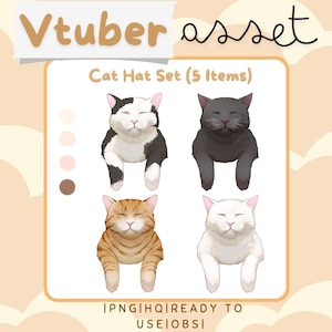 Vtuber Asset Cat Hat Set Cute 5 Hats Twitch Channel Point Redeem Decoration
