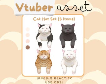 Accesorios para Vtuber, conjunto de sombrero de gato (5 artículos), accesorio para la cabeza de modelos Vtuber, compatible con VTube Studio, accesorio para Live2D