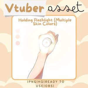 Vtuber Asset - Flashlight Hand Asset - Halloween - Multiple Skin Tones - Prop Accessory Overlay - Streaming Asset for Live2D or PNGTuber