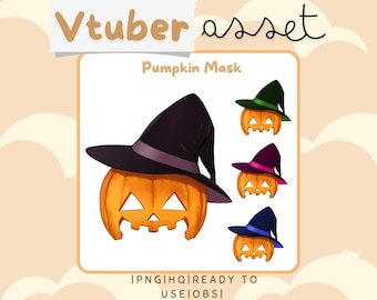 Recurso de Vtuber: Máscara de calabaza - Halloween - Superposición de accesorios - Recurso de transmisión para Live2D o PNGTuber