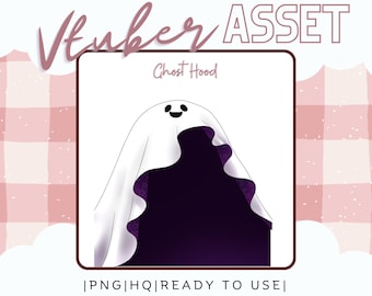 Vtuber Asset - Ghost Halloween Hoodie - Prop Accessory Overlay - Streaming Asset for Live2D or PNGTuber