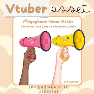Vtuber Asset Hand Asset Holding Megaphone Microphone Customizable Funny Channel Point Redeem Cute PSD Included