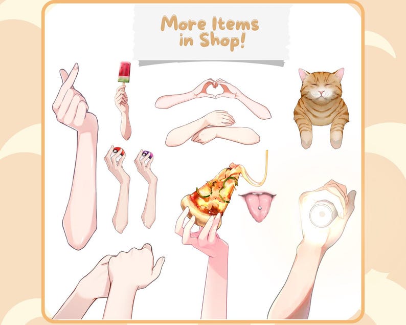 Cupping Face | Vtuber Asset | Hand Accessory for Live2D image 6