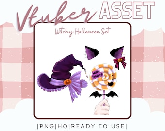 Recursos de Vtube: Sombrero de bruja con caramelos de gato - Vtube Studio