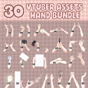 VTuber-handactivabundel | 115 png-bestanden | Accessoire voor Live2D