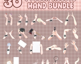 VTuber Hand Asset Bundle | 115 PNG Files | Accessory for Live2D
