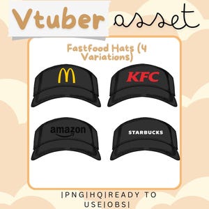 Vtuber Asset Fastfood Hats + Compatible in Vtube Studio OBS Streamlabs