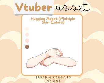 Vtuber Asset - Hugging Arms - Multiple Skin Tones - Prop Accessory Overlay - Streaming Asset for Live2D or PNGTuber