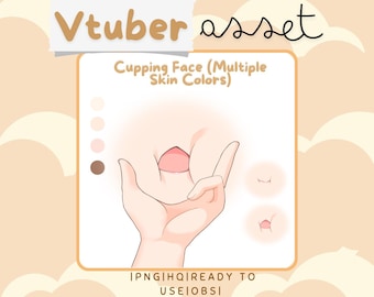 Cupping Face | Vtuber Asset | Hand Accessory for Live2D