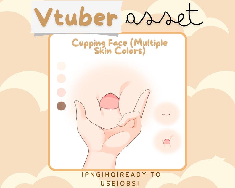 May include: Illustration of a hand cupping a face with different skin tones. The text "Cupping Face (Multiple Skin Colors)" is above the image. The text "IPNG|HQ|READY TO USE OBSI" is below the image.