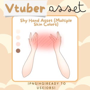 Vtuber Asset - Blushing Shy Hand Asset - Channel Point Redeem - Prop Accessory Overlay - Streaming Asset for Live2D or PNGTuber