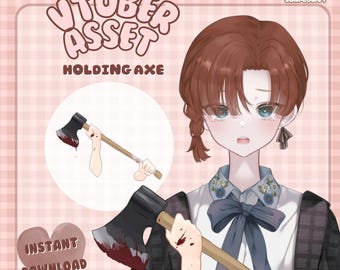 Vtuber Asset sosteniendo una mano con un hacha para VTube Studio, accesorio de terror espeluznante para streamers de Halloween, accesorio de arma para canjear en Twitch