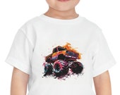 Retro Monster Trucks Red/Orange - Shirt: Roar into Fun for Kids!