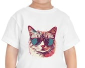 Retro Pink Cat Shirt: Feline Charm for Kids!