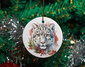 Holiday Snow Leopard Ornament