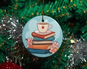 Books and Tea Christmas Ornament