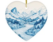 Blue Mountains and Stream Ceramic Ornament