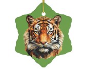 Shaggy Tiger Ornament Green Ceramic