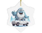 Hitchhiking Yeti Ceramic Ornament