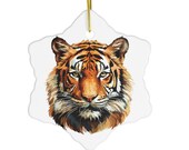 Shaggy Tiger Ceramic Ornament