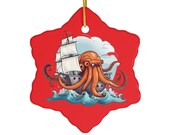 Orange Kraken Ornament Red Ceramic