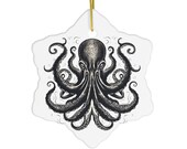 Black Kraken Ceramic Ornament