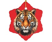 Tiger Ornament Red Ceramic