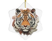 Tiger Ceramic Ornament Paper Cut Out Style