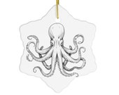 White Kraken Ceramic Ornament