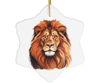 Lion Ceramic Ornament | 4 Shapes | Big Cat Christmas Gift | Animal Lover