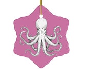 White Kraken Ornament Purple Ceramic