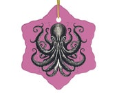 Black Kraken Ornament Purple Ceramic