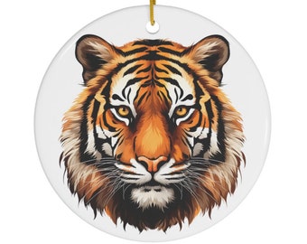Tiger Ceramic Ornament | 4 Shapes | Big Cat Christmas Gift | Animal Lover
