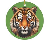 Majestic Tiger  Ornament Green Ceramic