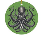 Black Kraken Ornament Green Ceramic