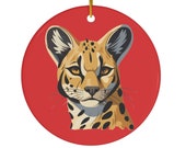 Serval Ornament Red Ceramic