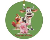 Vegan Vibes Ornament Green Ceramic