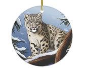 Snow Leopard Ceramic Ornament
