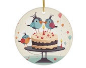 Happy Bird Day Ceramic Ornament