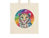 Rainbow Snow Leopard Cotton Canvas Tote Bag