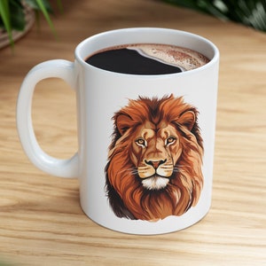 Regal Lion Mug / Ceramic 11 oz Mug / Gift for Animal Lover / Coffee Tea Chocolate