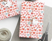 Watercolor Hearts Wrapping Paper
