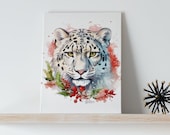 Holiday Snow Leopard Canvas Gallery Wrap