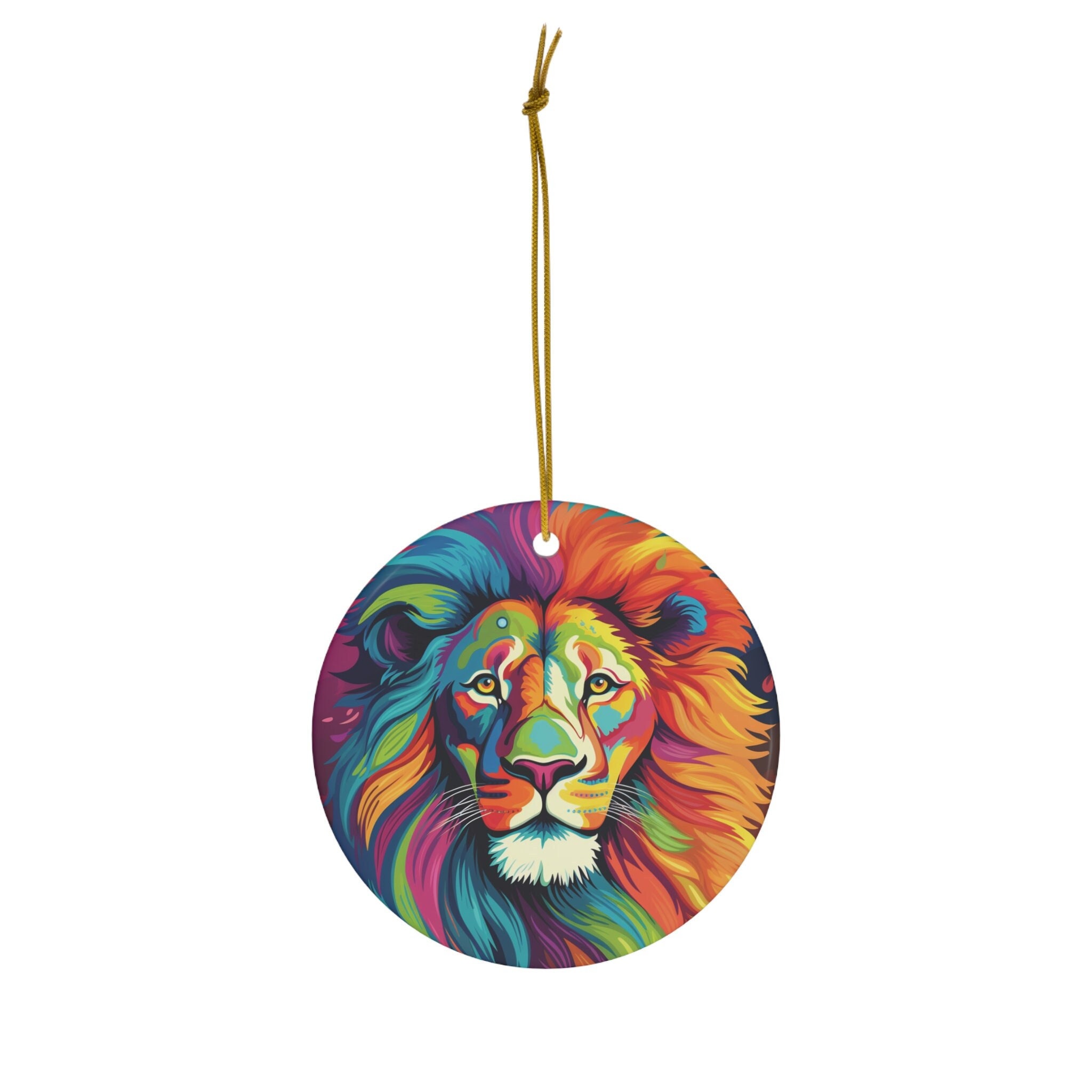 Rainbow Lion Ceramic Ornament