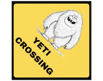 Pegatina de Yeti Crossing / Vinilo con humor sobre criaturas críptidas / Regalo para amantes del Sasquatch