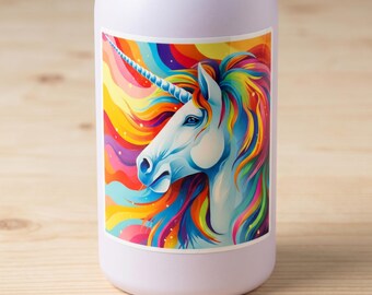Rainbow Unicorn Sticker | Square Vinyl | Magical Creature | Gift for Her | Water Bottle Laptop