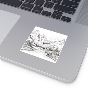 Mountain and Stream Square Sticker / Vinyl Indoor Outdoor / Nature Lover Gift image 2