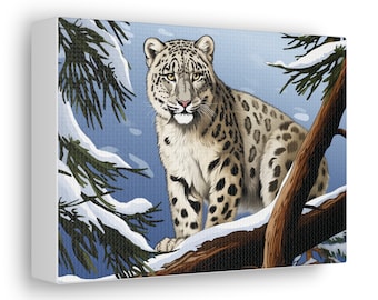 Snow Leopard Canvas Gallery Wrap / Nature Lover Gift / Home Decor for Animal Lover