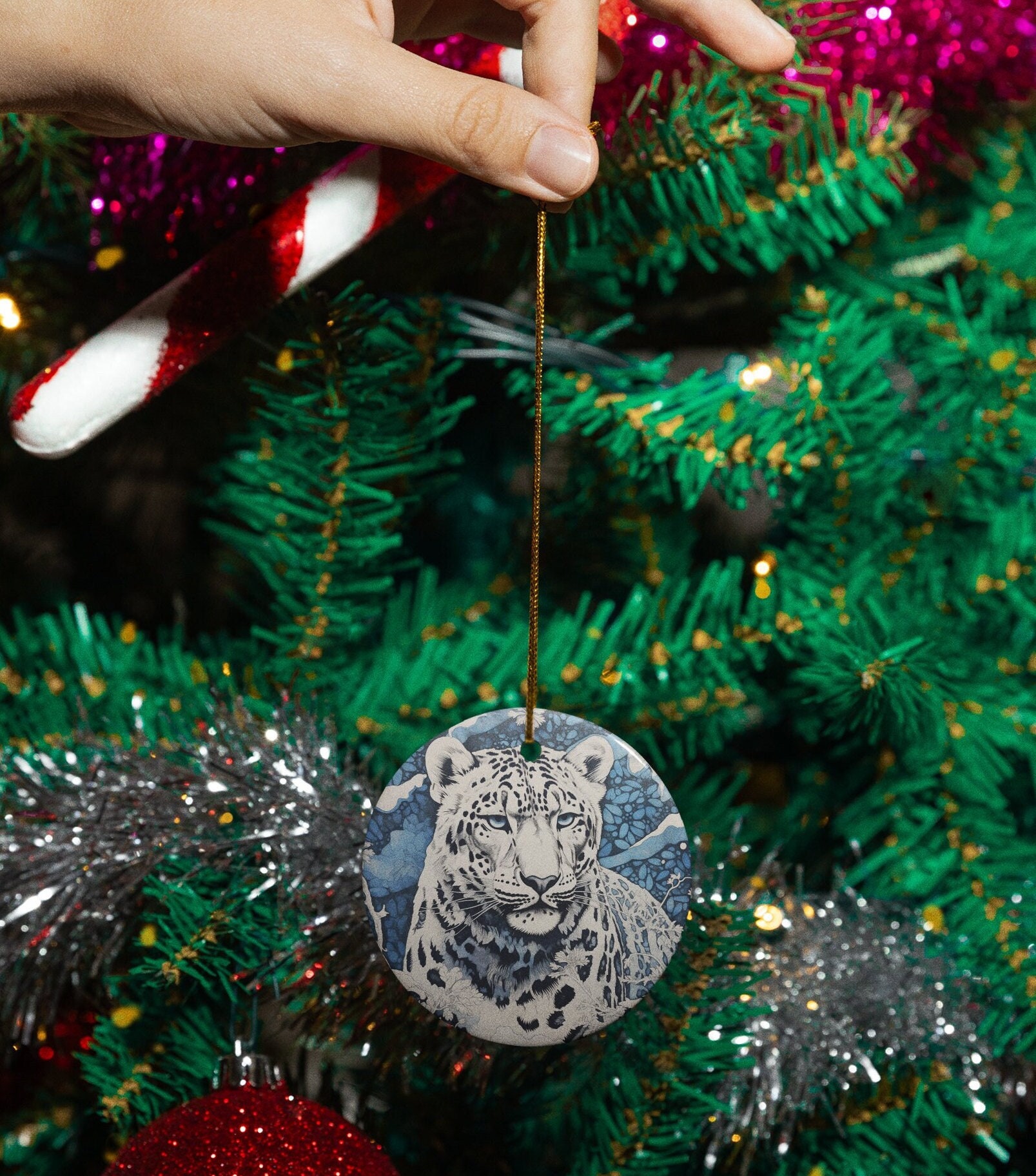 Snow Leopard Ornament